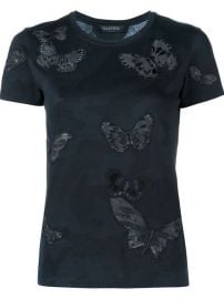 Rockstud Butterfly Embroidered T-shirt by Valentino at Farfetch